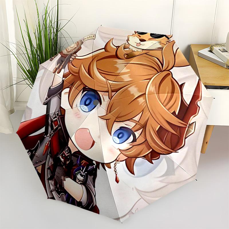 

1pc Outdoor Umbrella with Cute Anime Character Design - Automatic Opening/Closing, Portable 3-Fold Design, 8-Rib Iron Frame - Perfect Gift for Fa
