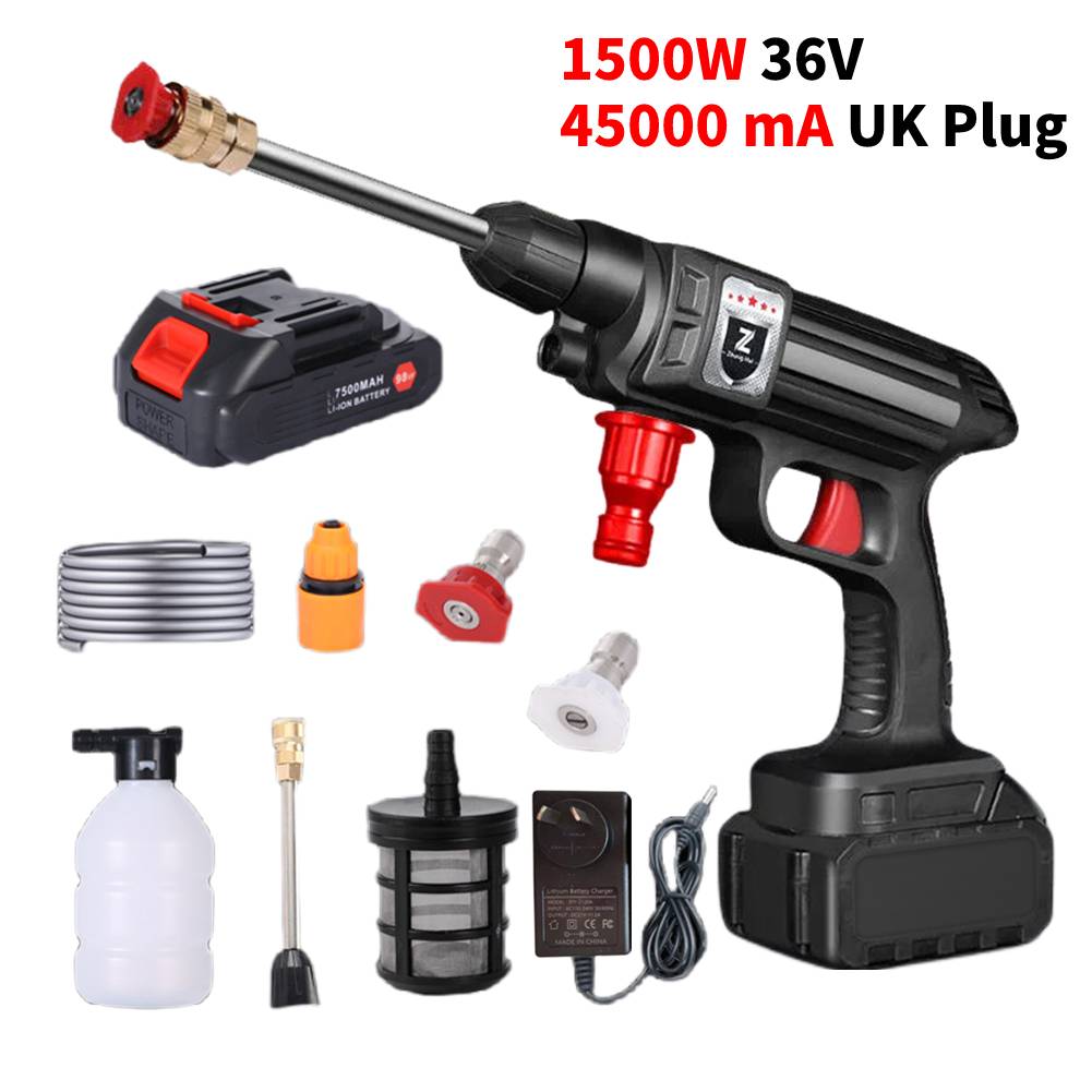 Беспроводной электрический пистолет для мойки автомобилей высокого давления, многофункциональная насадка, переносной очиститель, пенопласт, автомойка, садовый спрей UK Plug-1set