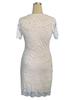 Sommer Damen Rundhals Spitze Mode Kurzarm Kleid Reifer Stil Französisch Retro Patchwork Schlank Sexy Elegant Damen Maxikleid