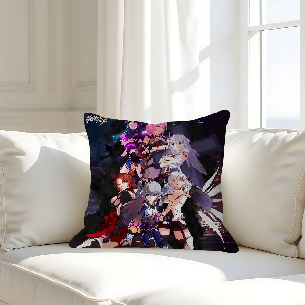 H-HONKAI IMPACTs Kissenbezug Abnehmbarer Waschbarer Kissenbezug – Ganzjährige Weiche Leinen