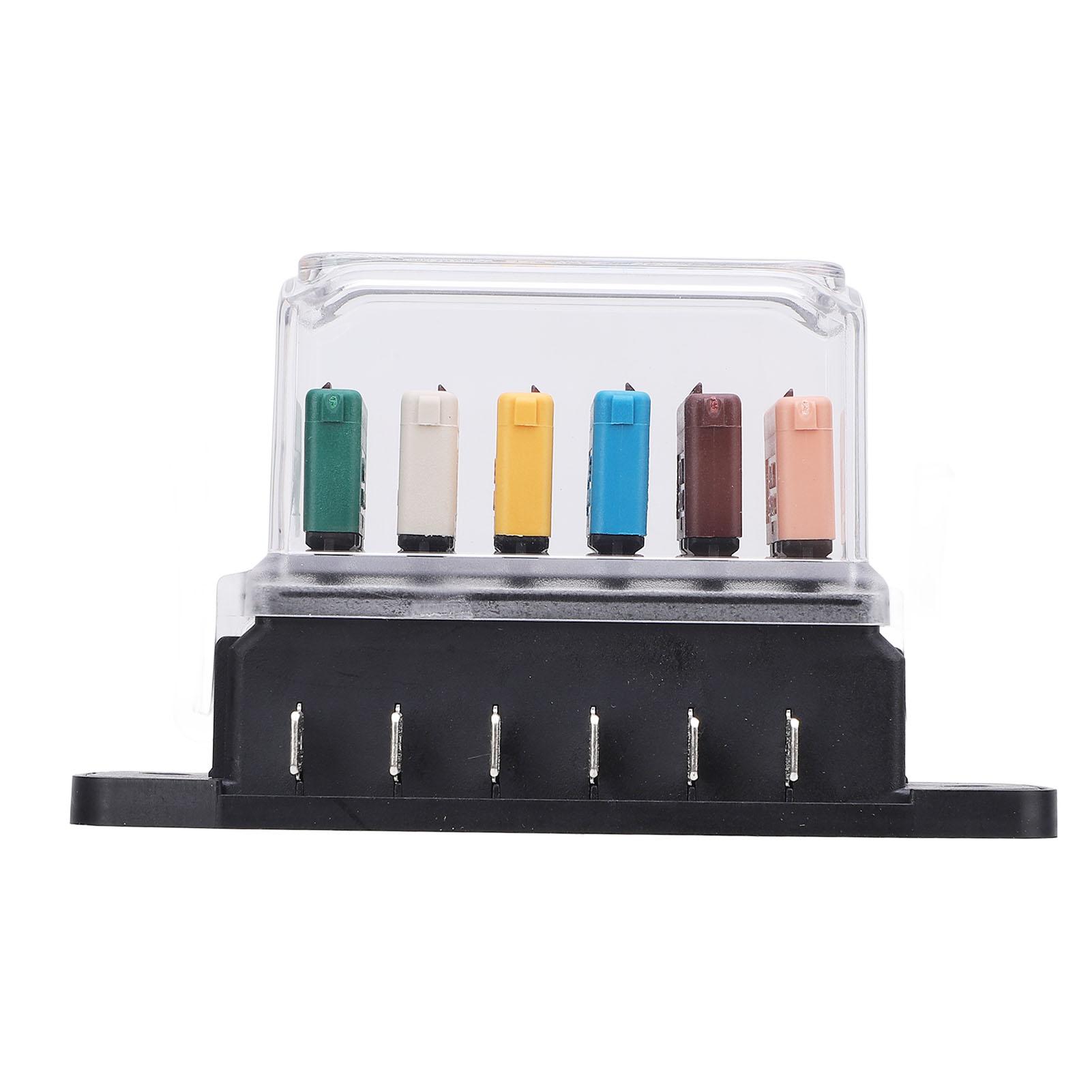 

Fuse Block 6 Way ATC ATO Recoverable Current Marine Fuse Block Panel 5A 10A 15A 20A 25A 30A 28VDC with Cover