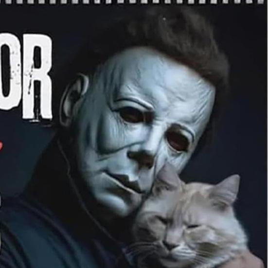 2026 Halloween Horror Movie And Cats Wall Calendar 12-Month Planner with Spooky Cat Illustrations Wall Hanging Spiral Bound Calendar for Scary