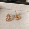 Elegant Ruby Gourd Stud Earrings for Women - Fashionable and Versatile Silver Needle High-End Earrings