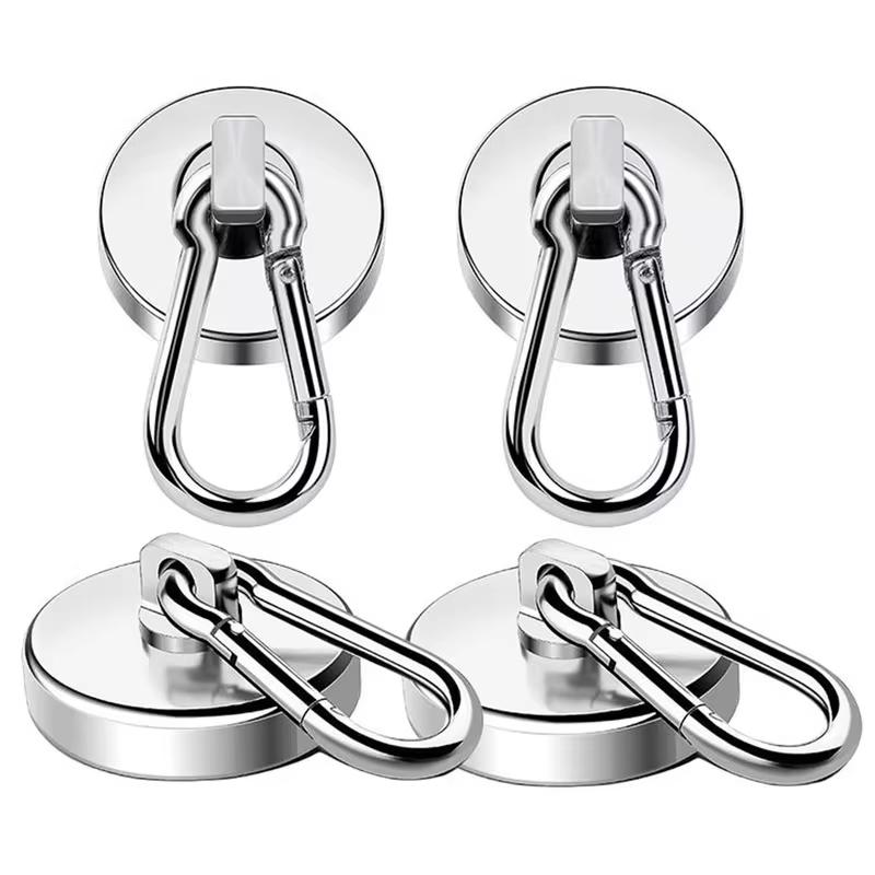 Strong Magnetic Hooks Heavy Duty Neodymium Magnet Hooks With Swivel Carabiner Hook Bathroom Kitchen Hanging Hanger Key Storage
