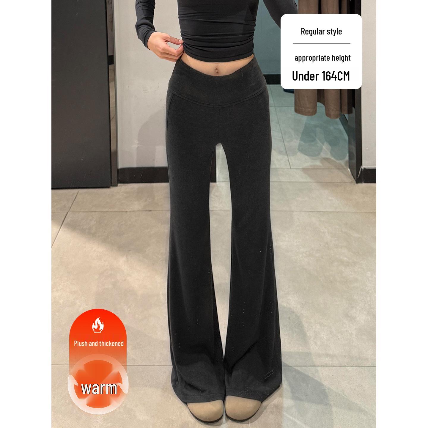 Women’s Fleece-Lined Micro-Flare Yoga Pants – High-Waisted, Slimming, Versatile for Autumn/Winter 2025 Large