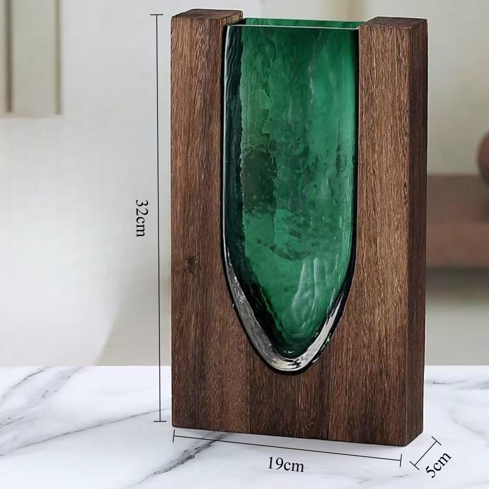 Creative Transparent Vase Nordic Style Wooden Glass Vase Decorate The Home Flower Vase Decorative Floral Arrangement Display