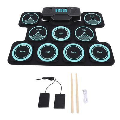 Elektronisches Drum-Übungspad mit zwei Lautsprechern, DTX-Spielmodus, 2000-mAh-Akku, aufrollbares Drum-Pad