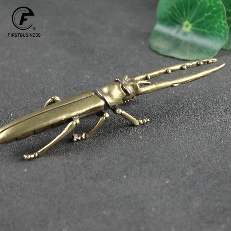 Pure Copper Beetle Craft Ornaments Retro Brass Insect Sculpture Tea Set Accessories Home Tea Pet Desk Decoration Teapot Lid Fork