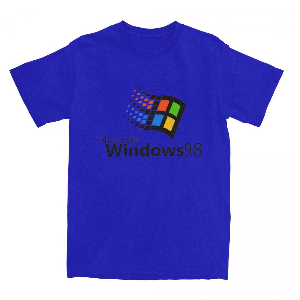 Windows 98 Vaporwave T-Shirt Computer System Harajuku T Shirts Short-Sleeve Tops Summer Cotton Breathable Plus Size 5XL Clothes