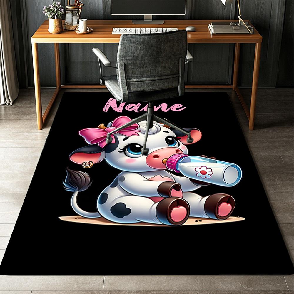 Tappeto Personalizzato con Stampa Mucca, Tappeto per Sedia da Ufficio Soggiorno Camera da Letto Cucina Decorazioni Regali.
