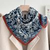 Chessboard Plaid 71CM Cotton and Linen Silk Scarf Small Square Scarf Women's Spring and Autumn Summer Thin Scarf Scarf Linen Headscarf Belt