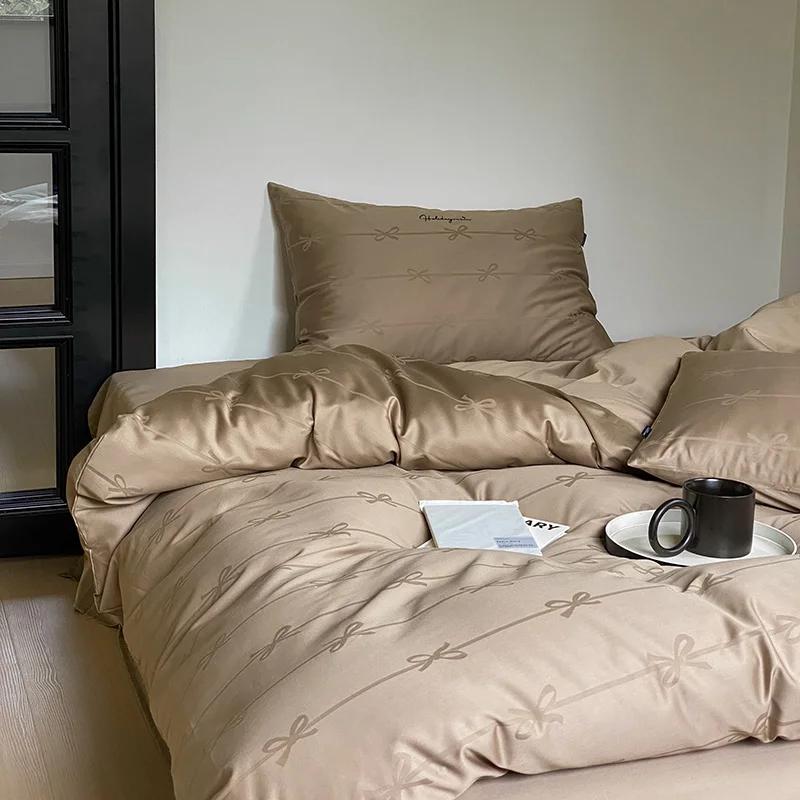 High-end Jacquard 100% Cotton Double Duvet Cover Set 220x240 Luxury Cotton Tribute Satin Bedding Sets Queen Size Bedding Set