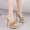 Fashion Catwalk Model High Heels with Stiletto Sexy Waterproof Platform 15cm Hate Heaven High Heels Slippers Female Summer
