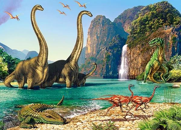 60-piece puzzle. In the world of dinosaurs.