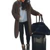 Women Autumn Winter Thickened Plush Coat Lapel Long Sleeve Woolen Coat Solid Color Casual Long Outwear
