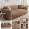 1pcs Sofa Cover for Dining Room Sofa Seersucker Textured Sofa Protector with Pleated Skirt for L-Shape Armrest Sofa