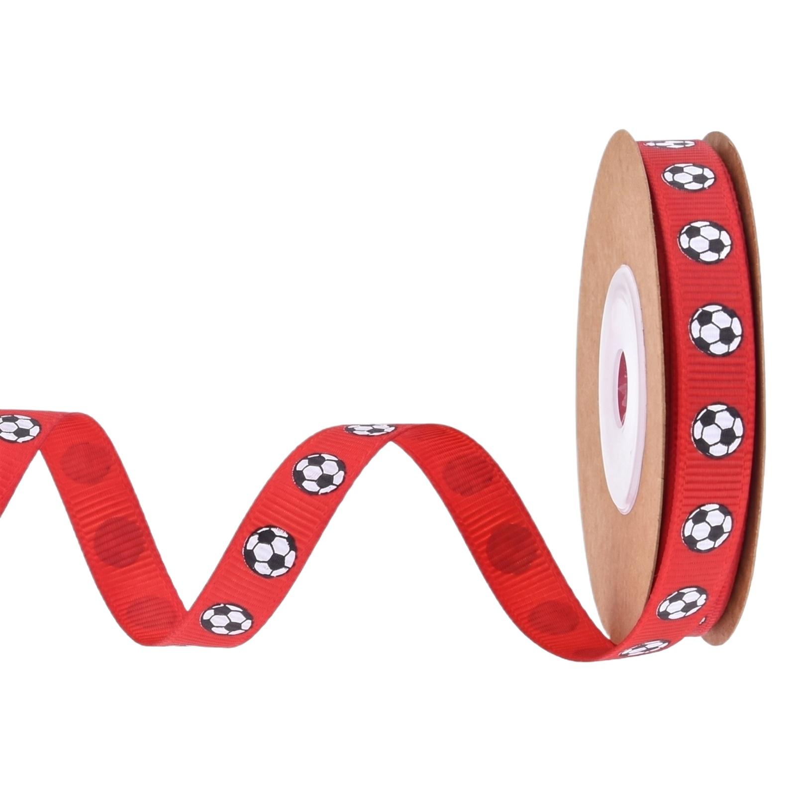 

Soccer Pattern Grosgrain Ribbon Roll for Gift Wrapping Graduation Party Favors DIY Crafts Decorative Packaging Supplies One Size красный