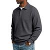 Men’s Heavyweight Jacquard Polo Shirt for Autumn/Winter: Casual Textured Diamond-Patterned Plain Long-Sleeved Crew-Neck Sweatshirt