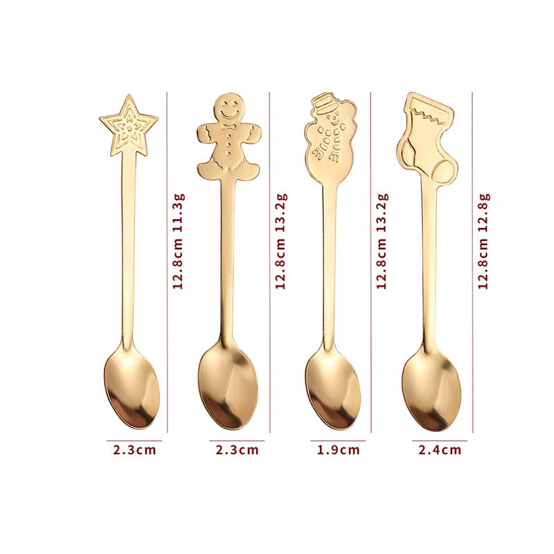 Stainless Steel Spoon Fork Set Elk Christmas Tree Decoration Dessert Coffee Spoon Christmas Gift Cutlery Tableware for Friends