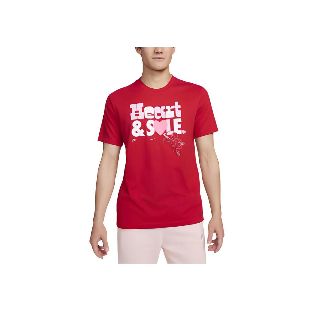 Nike Letter Pattern Printed Pullover Crew Neck Casual Short Sleeve T-Shirt Men Tops Red FQ3780-657