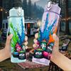 1PC Paint Splash Colorful Graffiti Explosion 750ml Color Plastic Sports Water Bottle Leakproof Flip Straw Lid Suitable for Sports Office Home Use