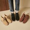 Mode 2025 Herbst Kuhvelours Damenstiefel Runde Zehenpartie Niedrige Absätze Stiefel für Damen College-Stil Schnürstiefeletten Winterstiefel Arbeitsstiefel