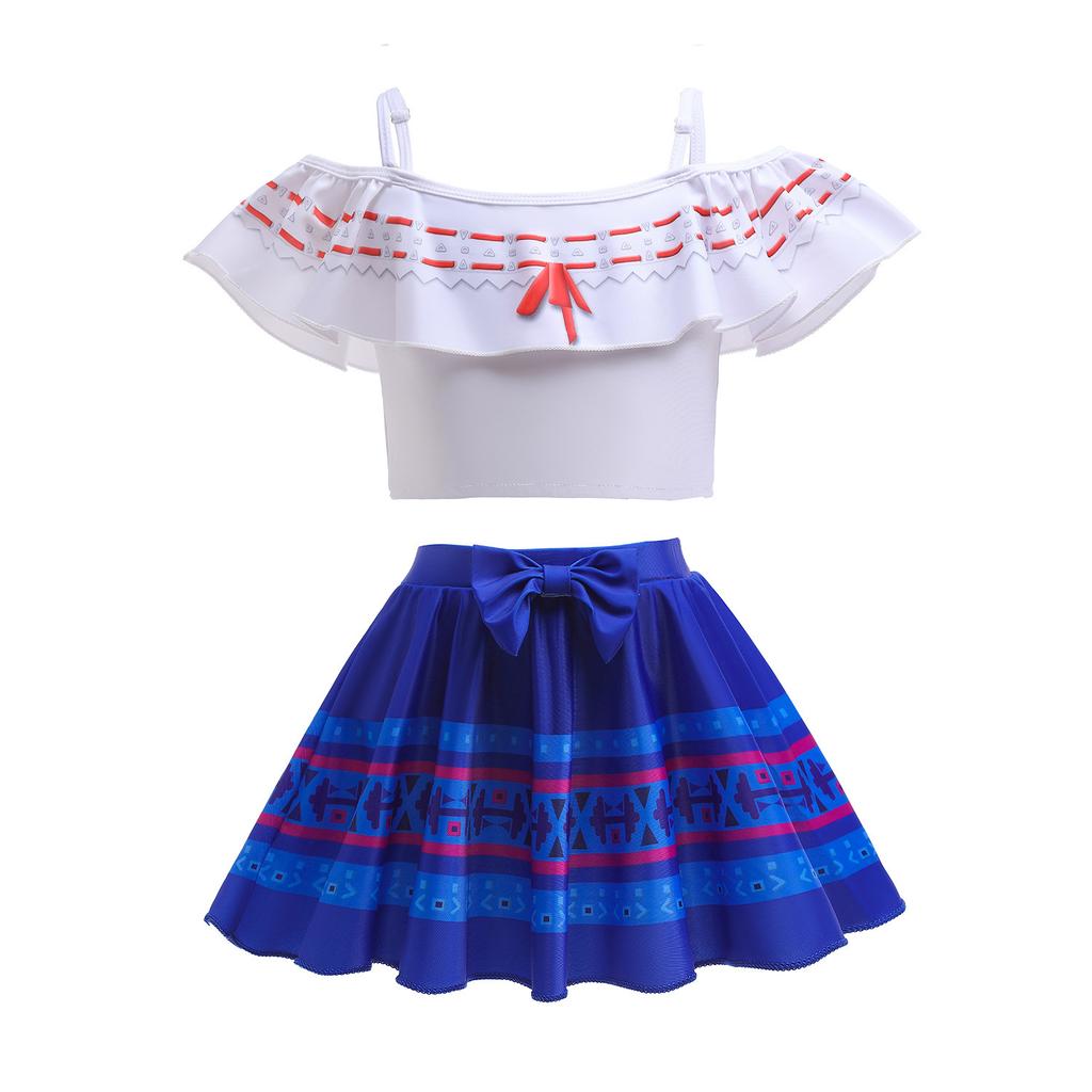 Cross-border Summer Children's Swimsuit Cos Magic Full House Encanto Girls One Shoulder Swimsuit Two-piece Set