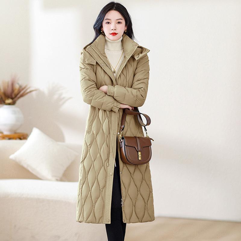

2025 новый стиль облегающая фигуру длинная куртка с хлопковой подкладкой зимняя модная со съемными рукавами талия теплая женская пуховая хлопковая куртка верхняя XXL шампанского