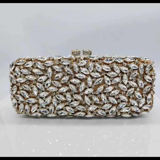 New small glass diamond-encrusted dinner bag animal three-dimensional bag banquet full of diamonds clutch bag золотой