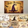 Magic Wizard Happy Birthday Backdrop Wizard Hat Birthday Banner Backdrop Witch Decor Photo Props Magic School Party Supplies