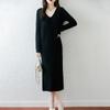 Women Sweater Dress 100% Wool MODERN NEW SAGA V-neck Knit Long Pullover Winter Jumpers Wool Long Dress Female