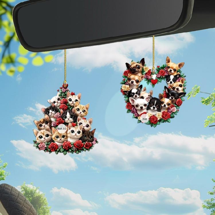 Multipurpose Valentines Special Cats and Dog Acrylic Ornament Accessory for Pet Lovers and Unique Decoration Seekers