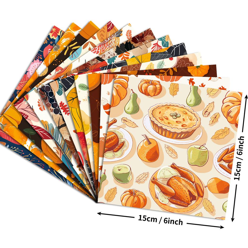 12 Autumn Harvest Festival Album Diy Base Material Paper Thanksgiving Pumpkin Maple Leaf Decorative Background Paper