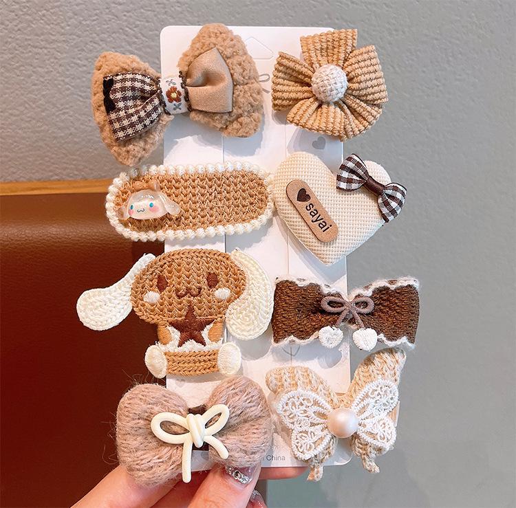 Milk Coffee Color Bow Hair Ties - No Damage Elastic Bands for Little Girls
