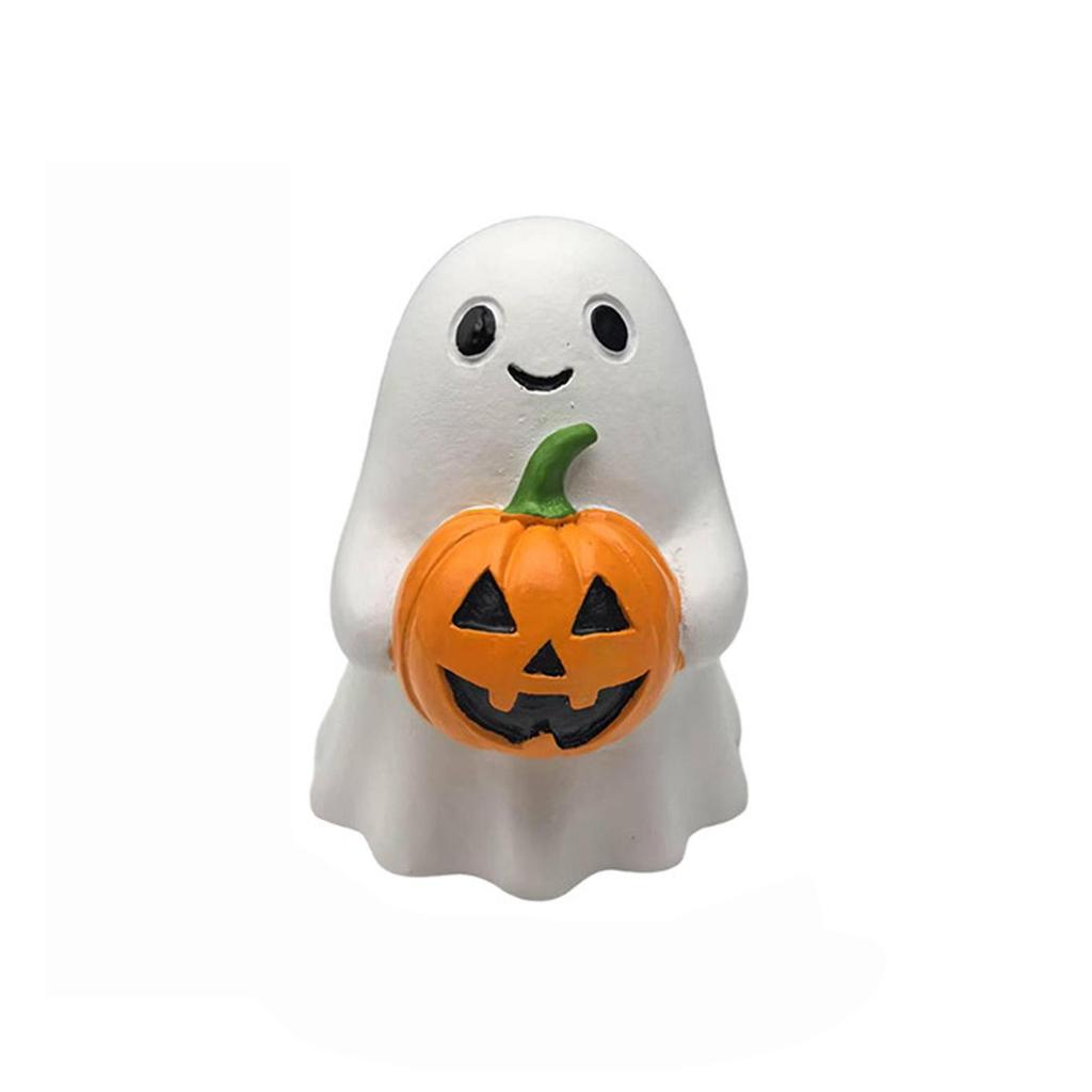 Halloween Resin Figurine Holding Pumpkin Sculpture for Indoor Home Decor Collectible Ornament