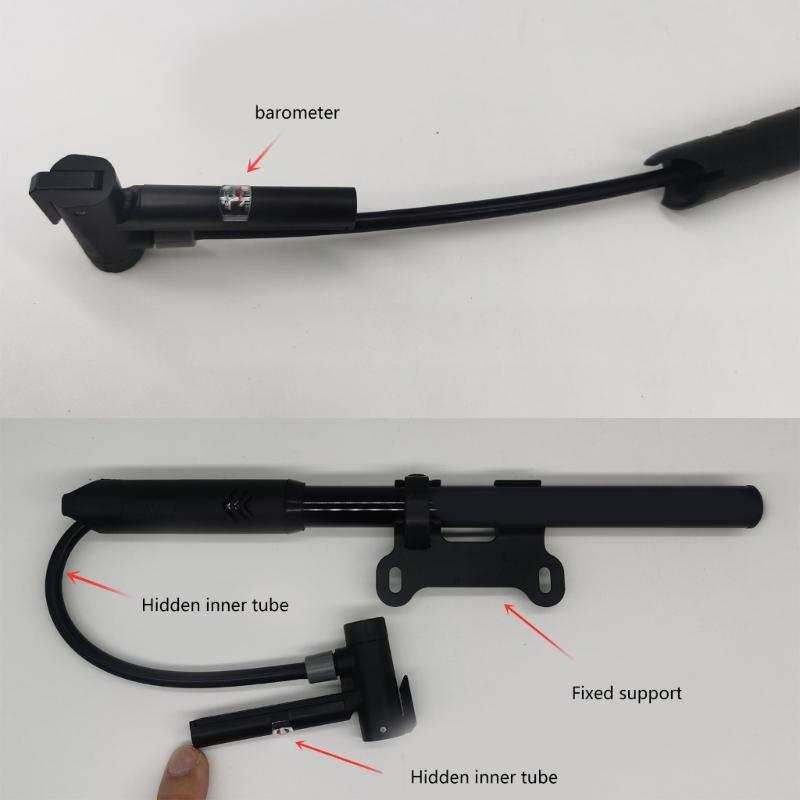 Portable Bicycles Tire Pump with Barometers High Pressure Hand Pump Small Bike Pump Cycling Tire Pump for Mountain Bikes
