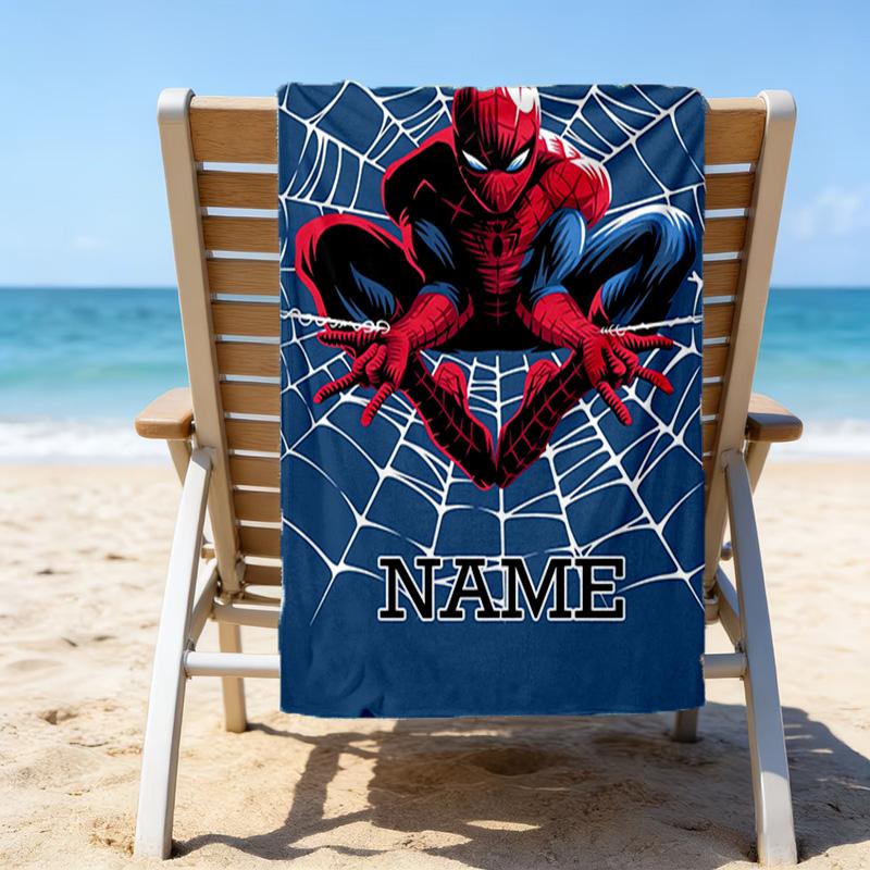 1pc Spider Man3 Beach Towel with Custom Name, Beach/Swimming/Bath/Picnic/Camping Towel, Suitable for Seaside Beaches