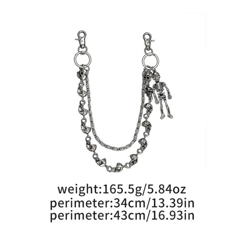 Gothic Punk Style Metal Skull Head Jeans Chain Trendy and Cool Waist Chain For Men And Women Fashion Accessory