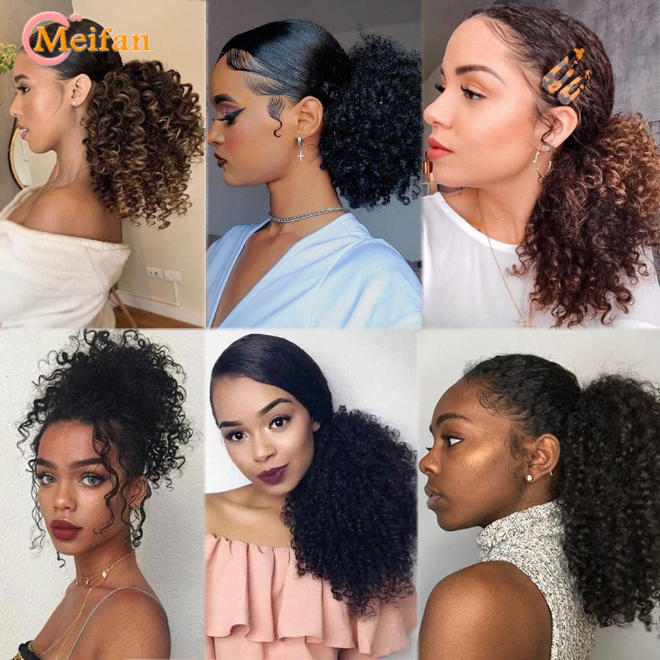 Synthetic Hair Bun Afro Kinky Short Curly Chignon Hairpieces For Women Black Elastic Rubber Band Hair Extensions