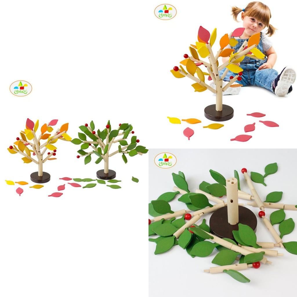 Insertable Wooden Leaf  Shaped Building Blocks Kids Handcraft Toy Education