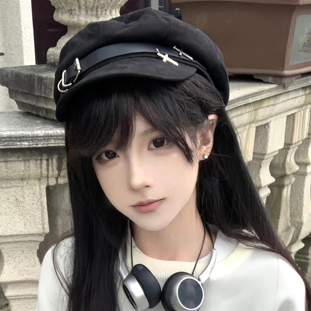 Fashionable Crosses Beret Hat Soft Sweet Beret Hat British Stylish Beret Hat for Fashion Enthusiasts