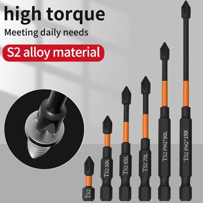 5 or 6PCS Cross Screwdriver Head Strong Magnetic Anti Slip High Hardness Electric Screwdriver Tool Electric Drill Extended Hexagonal