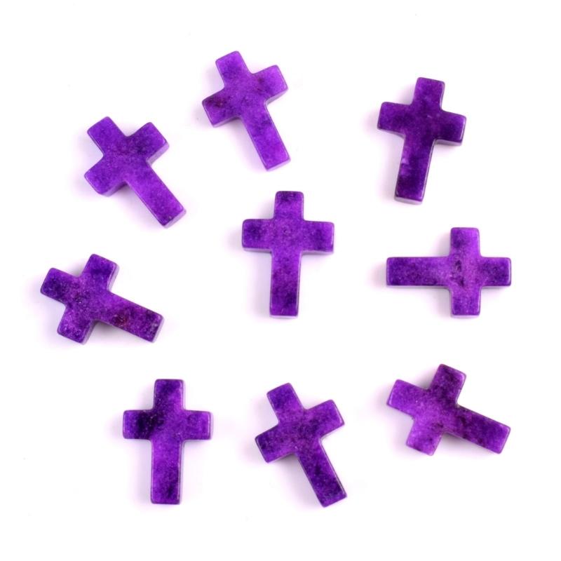 Pack of 19 Crystal Crosses Charm Holeless Design Natural Energy Enhancers for Meditations Home Office Desk Decors Craft