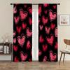2 Stück Grunge Rotes Herzmuster Vorhänge   Perfekt für den Valentinstag/Ausgefallene Fensterdekoration Vorhangstangen-Tasche Vorhänge