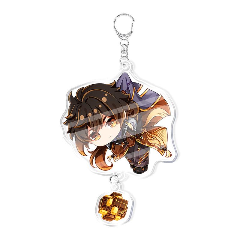 Game Genshin Impact Keychains Acrylic Model School Bag Jewelry Keychian Metal Holder Key Ring For Children Girl Men Accessories