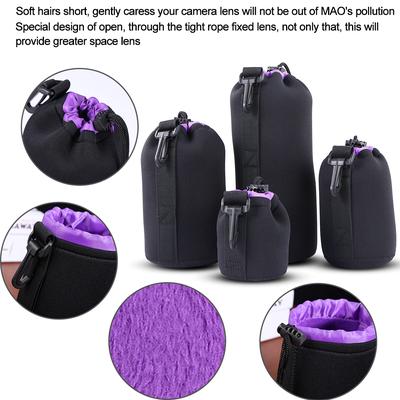Waterproof Camera Lens Pouch Shockproof Drawstring DSLR Lens Soft Protective Bag