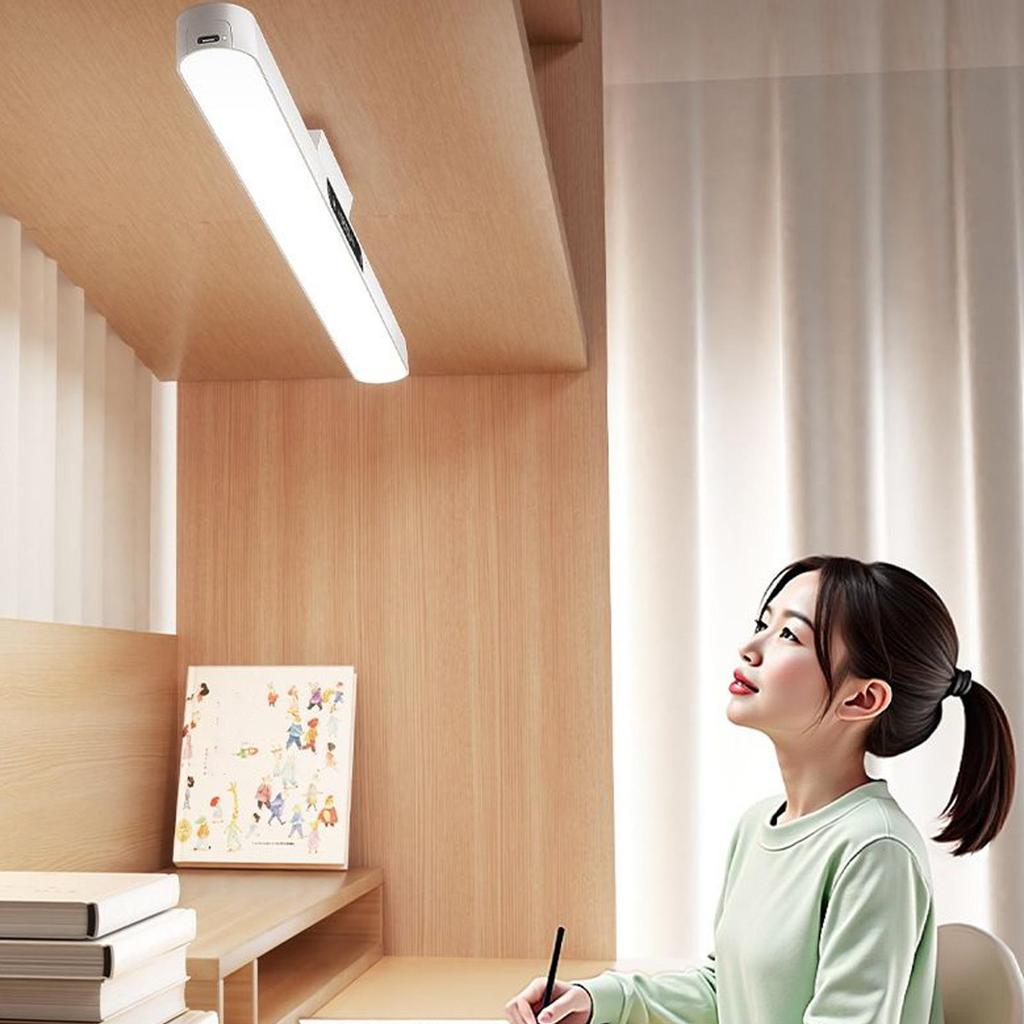 Magnetic LED Light Bar No-Punching 3-Mode Clock Light Clock Desk Lamp For Students Bathroom Closet Bedroom Workshop Hallway