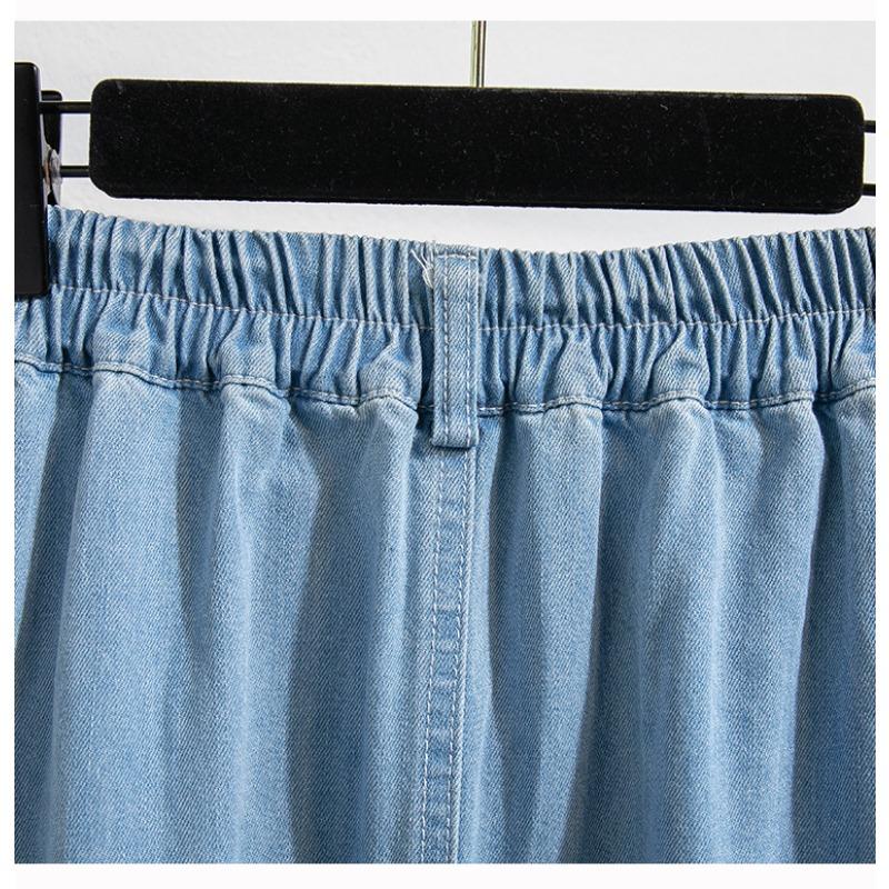 Vintage Split A Line Denim Midi Skirt For Women Plus Size