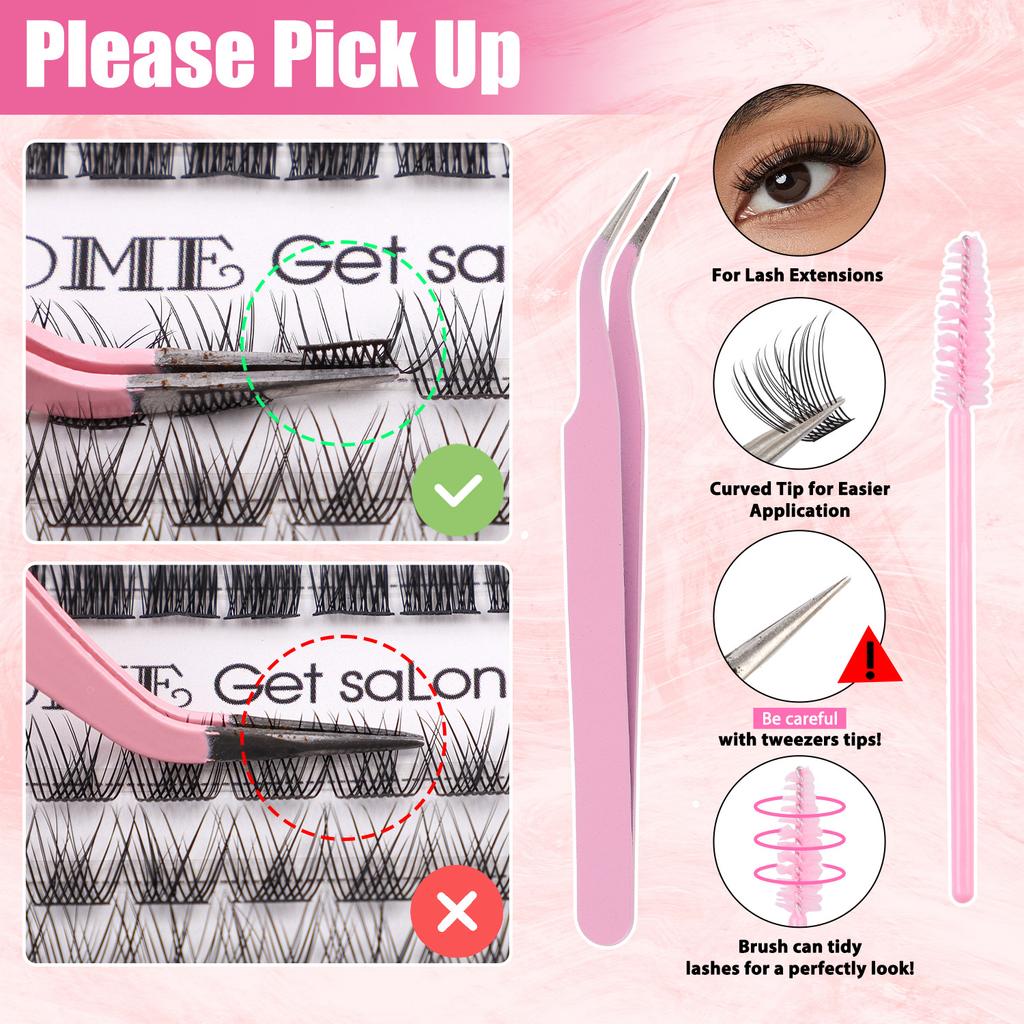 Natural Dense C-Song Single Cluster False Eyelashes 10-16Mm Mixed Diy Segmented Multi-Hair Eyelashes