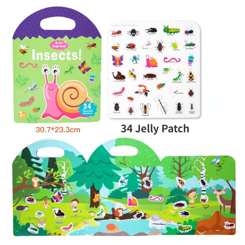 Reusable Stickers, Reusable Static Sticker Books, Sticker Book, Reusable Girls, Gift for Boys or Girls, Children's Educational Toy, Dinosaurs